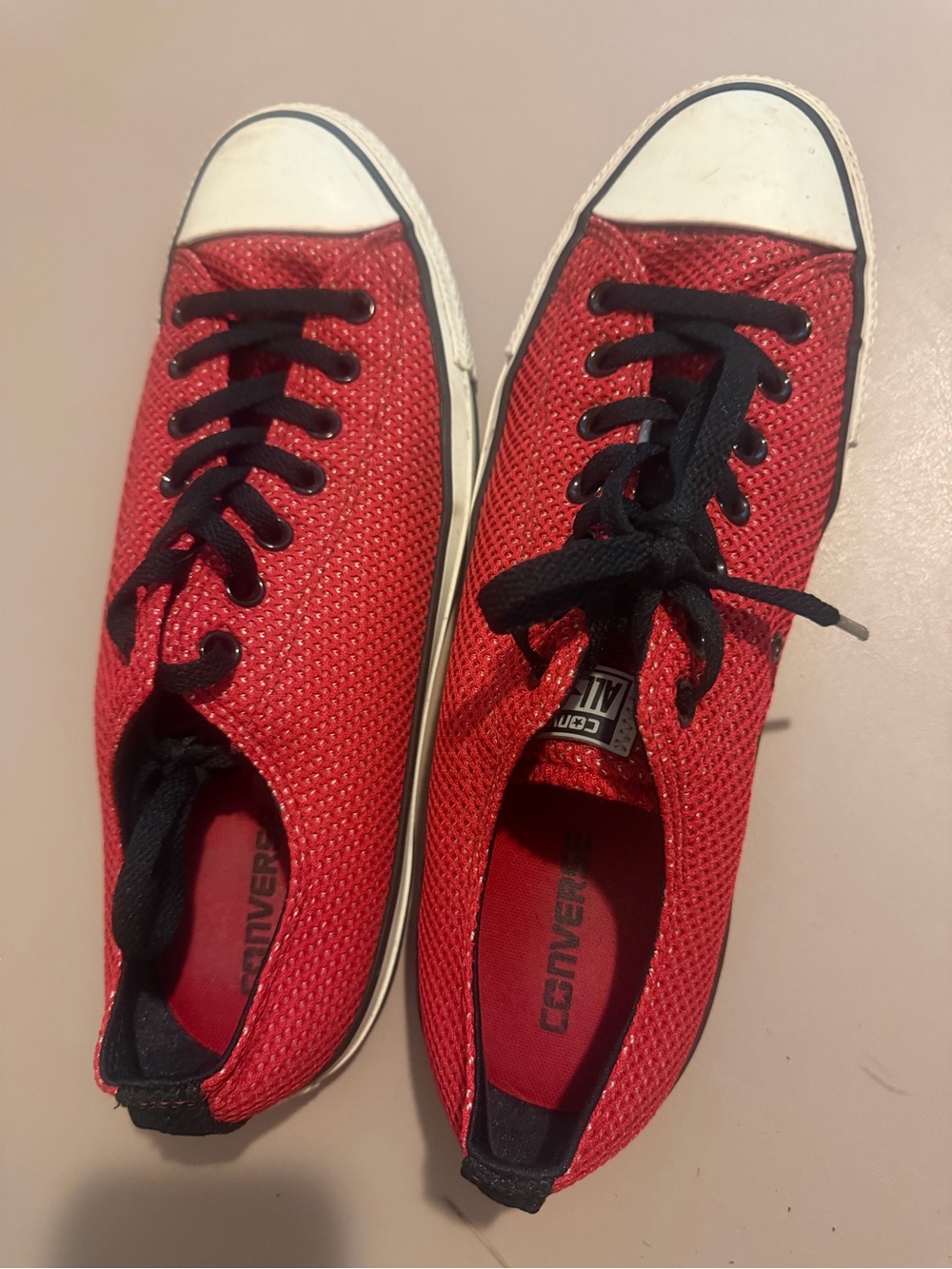 Converse Red Low-Top Sneakers with mesh and Black Accents
